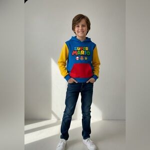 Nintendo Super Mario Kids Hoodie - Blue, Yellow, Gray